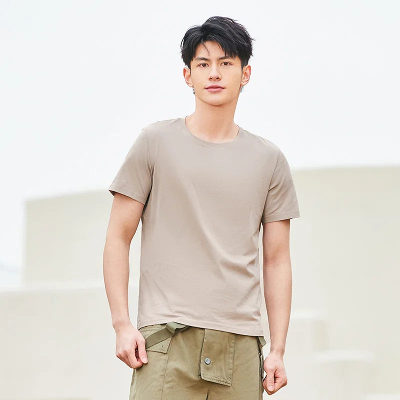 Semir Summer Cotton T Shirts Men 2024 Simple O Neck Stretch Solid New Tops Clothing Casual Tshirt Man Streetwear Cool Tee Shirts - Live Store 4U