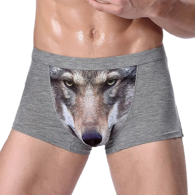 Boxer Men Underpants Modal Men's Wolf Eagle Panties Cartoon Animal Funny Hombre U Pouch Bulge Underwear Men Lingerie Gift