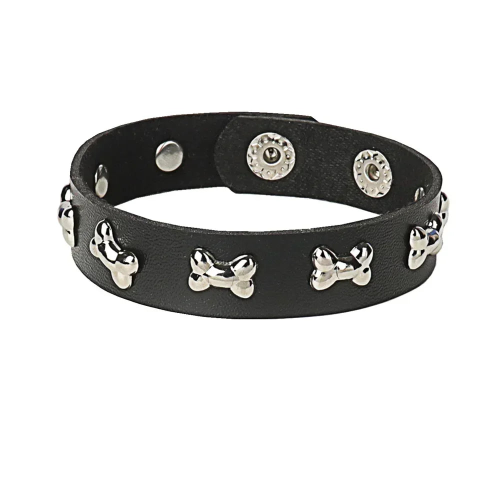 Punk Hip Hop Rock PU Leather Bracelet Unisex Trendy Chain Skull Pentagram Rivet Bracelet Party Jewelry Accessories - Live Store 4U