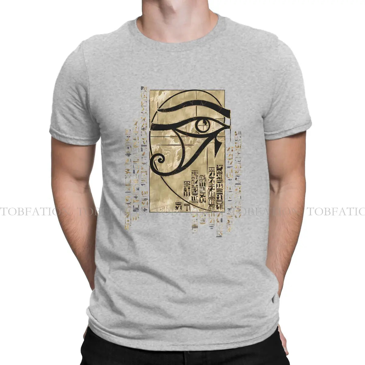 Egyptian Original TShirts Egyptian Eye of Horus Sacred Geometry Ornament Print Men's T Shirt Hipster Tops 6XL
