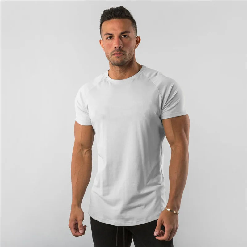 T Shirt Men Casual Short Sleeve Muscle Joggers Bodybuilding Tshirt Male Gym Fitness Tops Tee Streetwear Slim Fit Summer T-shirt - Live Store 4U
