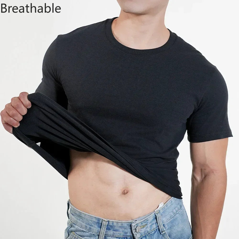 Men T shirts Polyester Thin Short-sleeve Tee Fitness Muscle Joggers Bodybuilding Quick Dry tshirt Male Gym Clothes Oversize tops - Live Store 4U