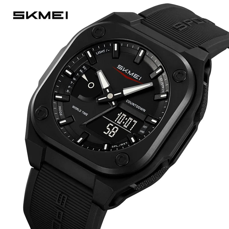 SKMEI 2328 Dual Time Electronic Movement Watch 5 Alarm Clock Daylight Saving Countdown Men's Watches Waterproof With Date Week