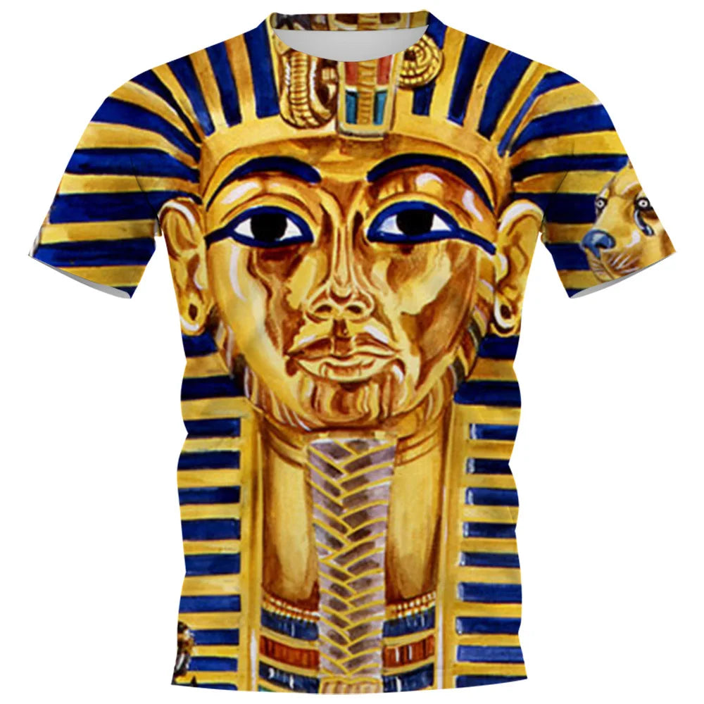 Ancient Egyptian Pharaoh 3D Print T-shirts Men Woman O-Neck Short Sleeve Tees Fashion Streetwear Harajuku T Shirt Kids Clothing