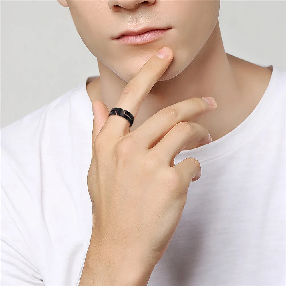 Skyrim Fashion Simple Stainless Steel Couple Ring for Men Women Casual Finger Rings Jewelry Engagement Anniversary Gift 2025 New - Live Store 4U