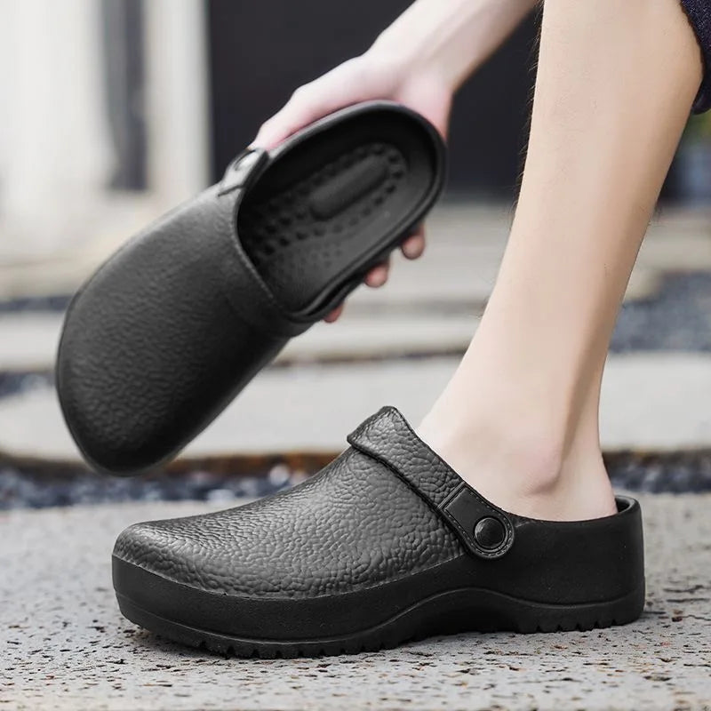2025 Men's EVA Sandals Summer Large Black Kitchen Anti-Slip Work Shoes Waterproof Oil-Repellent Chef Shoes Kitchen Accessories