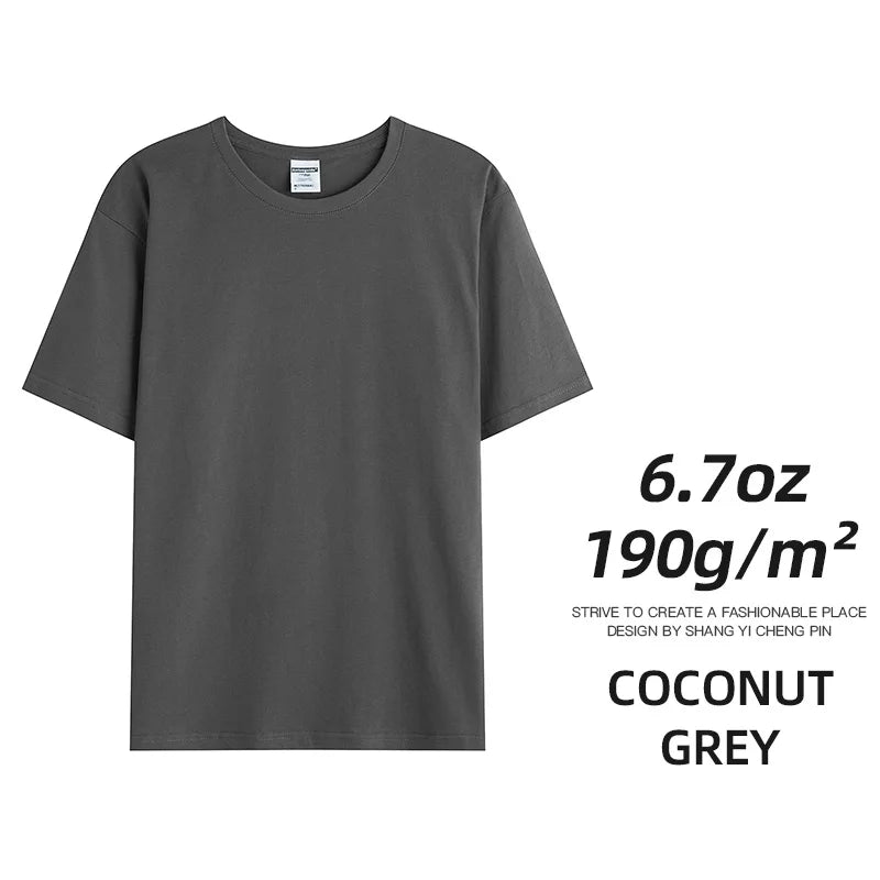 6.7oz 190gsm Combed Cotton Tees Tshirts Mens Solid Tops Woman Male Custom Team Uniform Class Clothes Summer Brand Customization - Live Store 4U