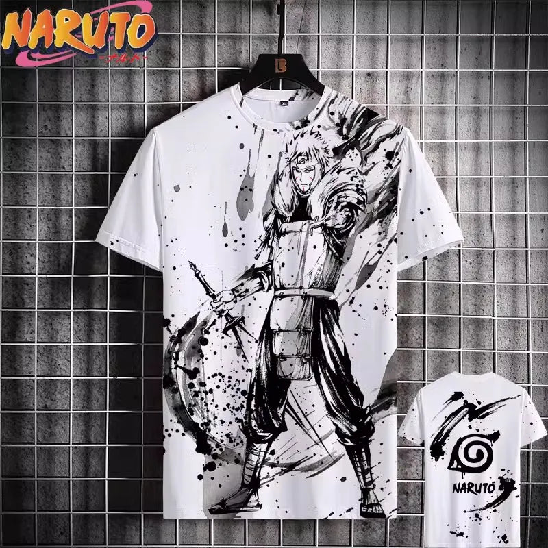 MINISO Naruto Men's T Shirt Japanese Anime 3D Prints Casual Short Sleeve Tees Street Oversized Clothing Fashion Cartoon T-Shirts - Live Store 4U