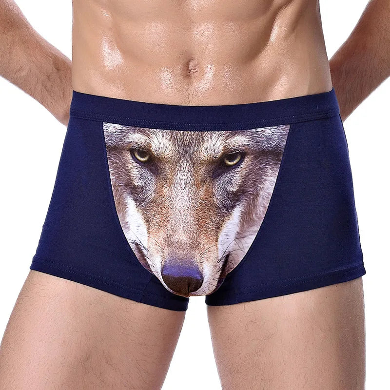 Boxer Men Underpants Modal Men's Wolf Eagle Panties Cartoon Animal Funny Hombre U Pouch Bulge Underwear Men Lingerie Gift