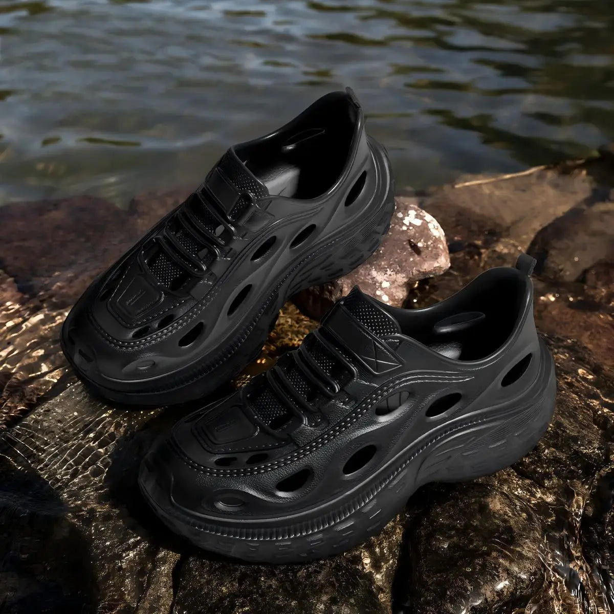 Men's Summer Clogs, Beach Shoes, Non-Slip, Anti-Odor, Baotou Women's Sports and Leisure Driving Sandals, Men's Outdoor River Tracing Shoes, Men's