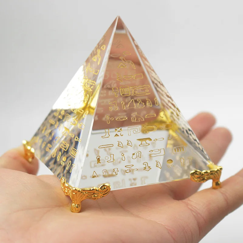 Egypt Crystal Obsidian Pyramid Model Natural Energy Healing Feng Shui Home Decor Living Room Decoration Paperweight