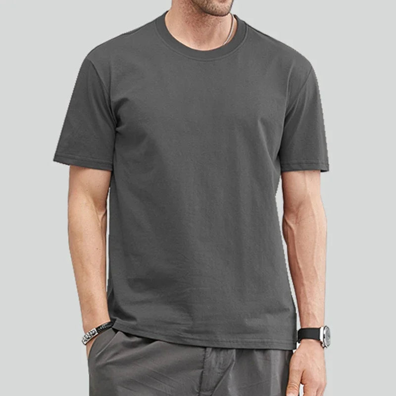 2025 Summer Cotton T-Shirt High Quality Casual Oversize Tee Men Women Short Sleeves Tee Shirt Boys Basic Solid color Sports Tops - Live Store 4U