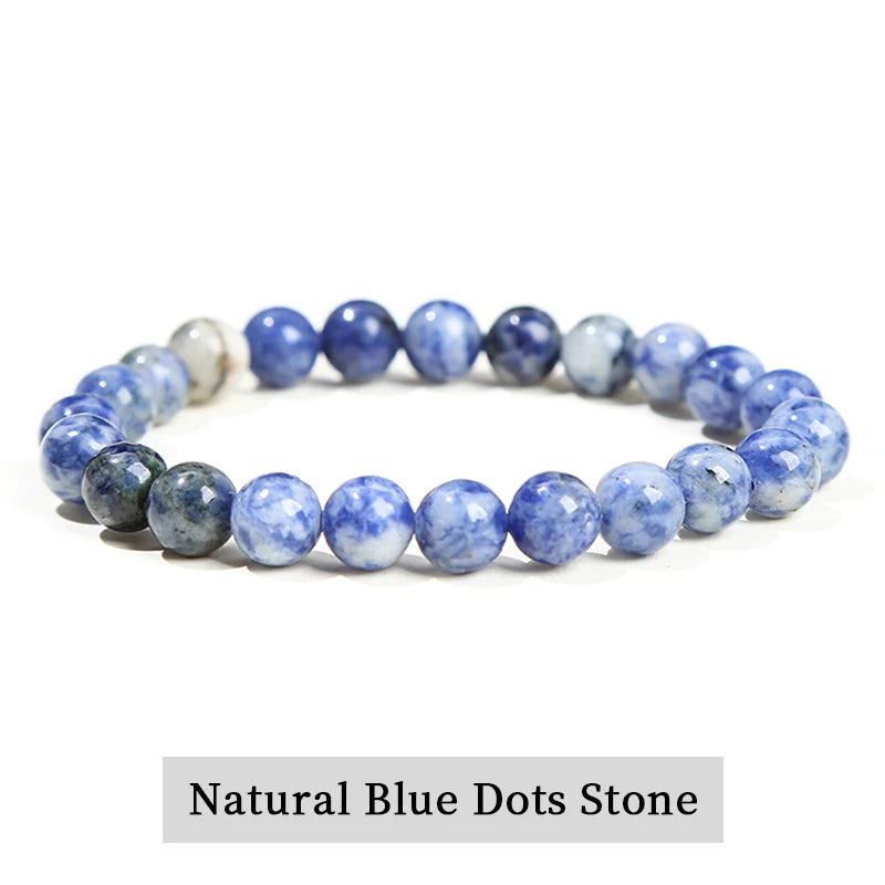 JD Natural Stone Beads Bracelet Amethyst Tiger Eye Crystal Quartz Agate Gem Beads Bangles Women Men Reiki Healling Jewelry Gift - Live Store 4U