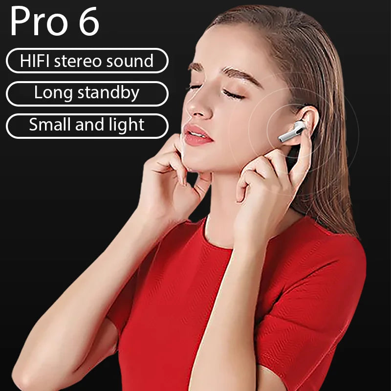 Original Earbuds Tws 6 Wireless Bluetooth Headset 5.3 Headphone Mini Earphone with Mic Charging Box for Xiaomi iPhone Samsung
