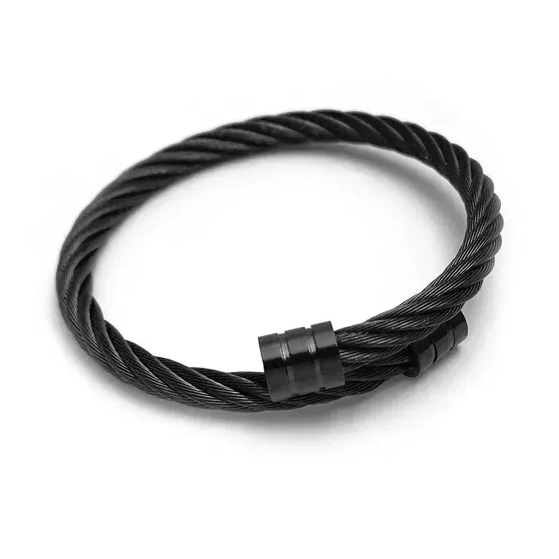 2024 New Simple Twisted Stainless Steel Open Bangles for Men Women Delicate Silver Color Cuff Bracelet Fashion Party Jewelry - Live Store 4U