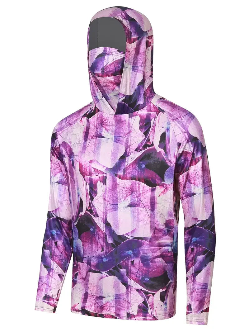 Fishing Shirt Hooded Men Fishing Clothes Outdoor Summer Mask Hoodie Sun Uv Protection Performance Jersey - Live Store 4U