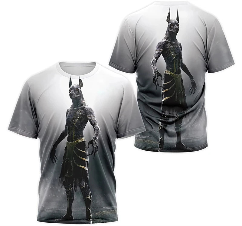 Ancient Egypt Pharaoh Anubis Pattern 3D Print T-Shirts Men Women Short Sleeve T Shirt Unisex Harajuku Y2k Tees Tops Kids Clothes