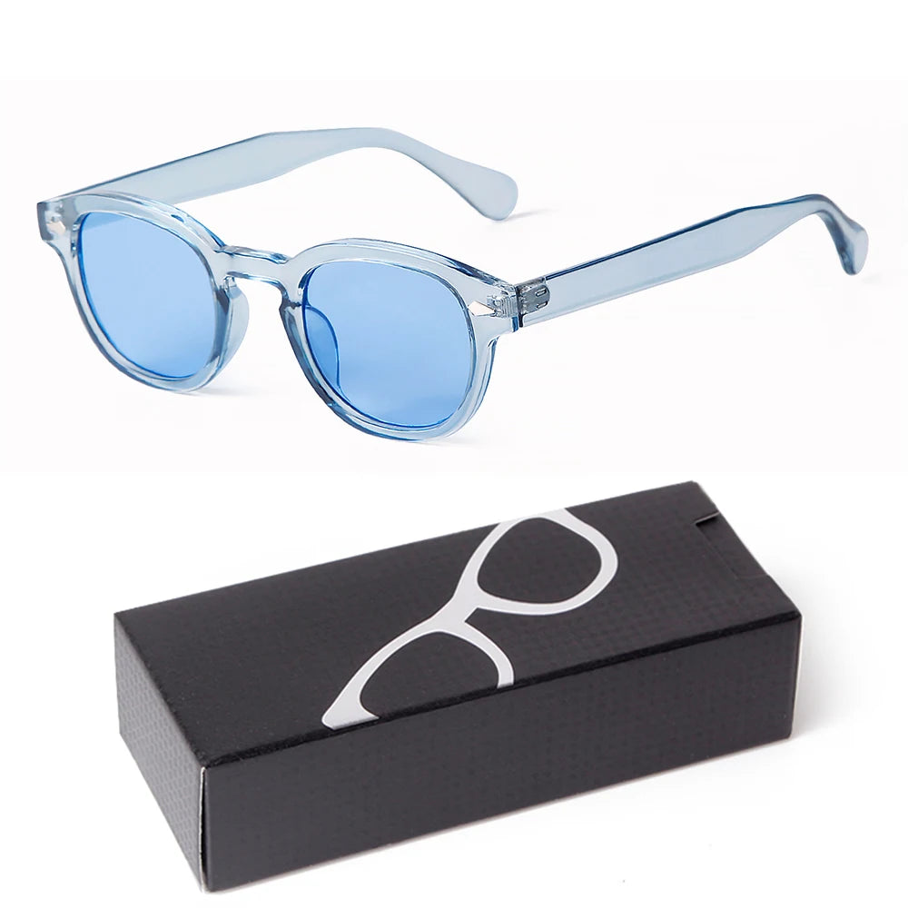 Fashion Gradient Blue Small Round Sunglasses for Women Men Brand Designer Vintage Tortoise Square Sun Glasses Lunettes De Soleil