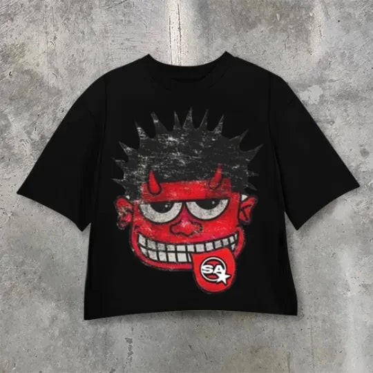 Y2K Vintage Clothing Retro Classic Graphic Printed Loose Short Sleeve Harajuku Gothic Casual Oversized Cotton T Shirt Men Women - Live Store 4U