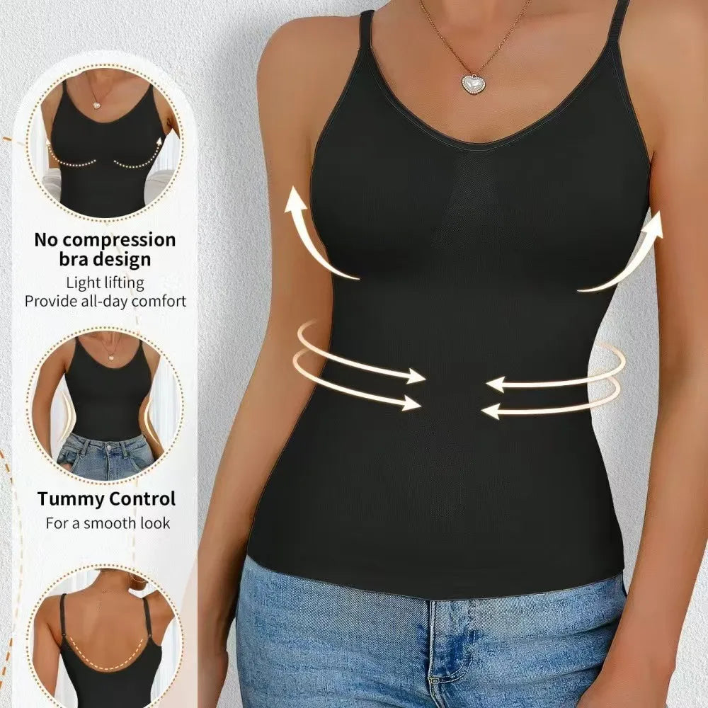 Padded Bra Tank Top Women Modal Spaghetti Solid Cami Top Vest Female Adjustable Camisole With Built In Bra Fitness Clothing - Live Store 4U