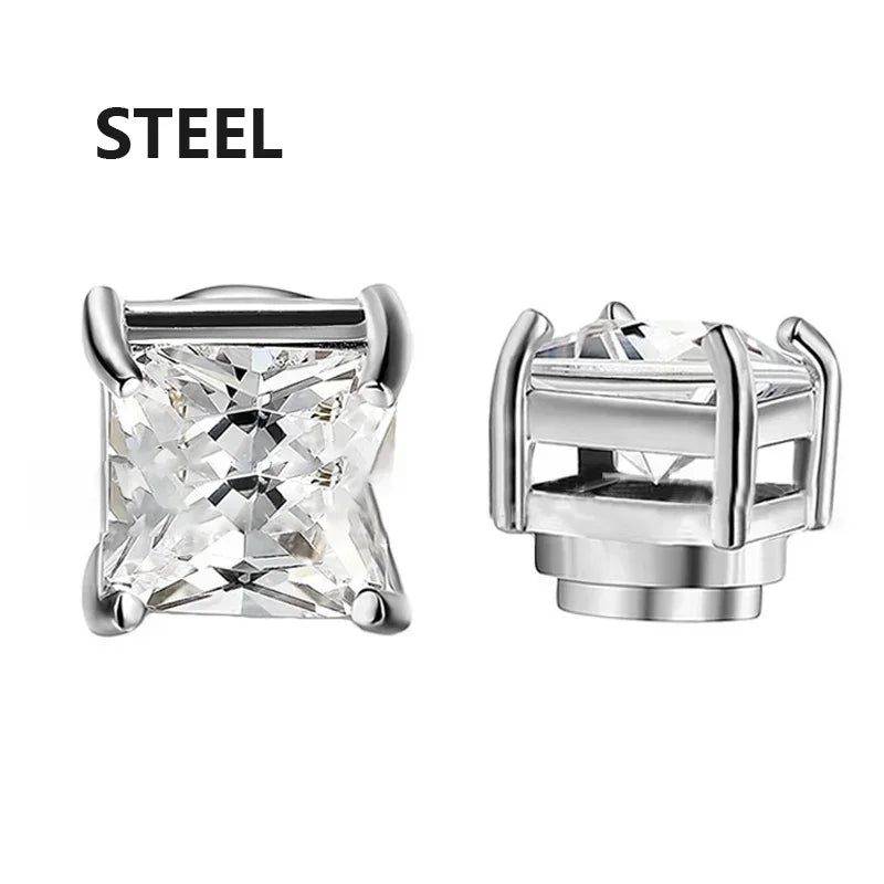 1/3Pairs 6MM Crystal Magnetic No-Pierce Stainless Steel Stud Earrings for Men Punk Zircon Magnet Earrings Non Piercing Jewelry - Live Store 4U