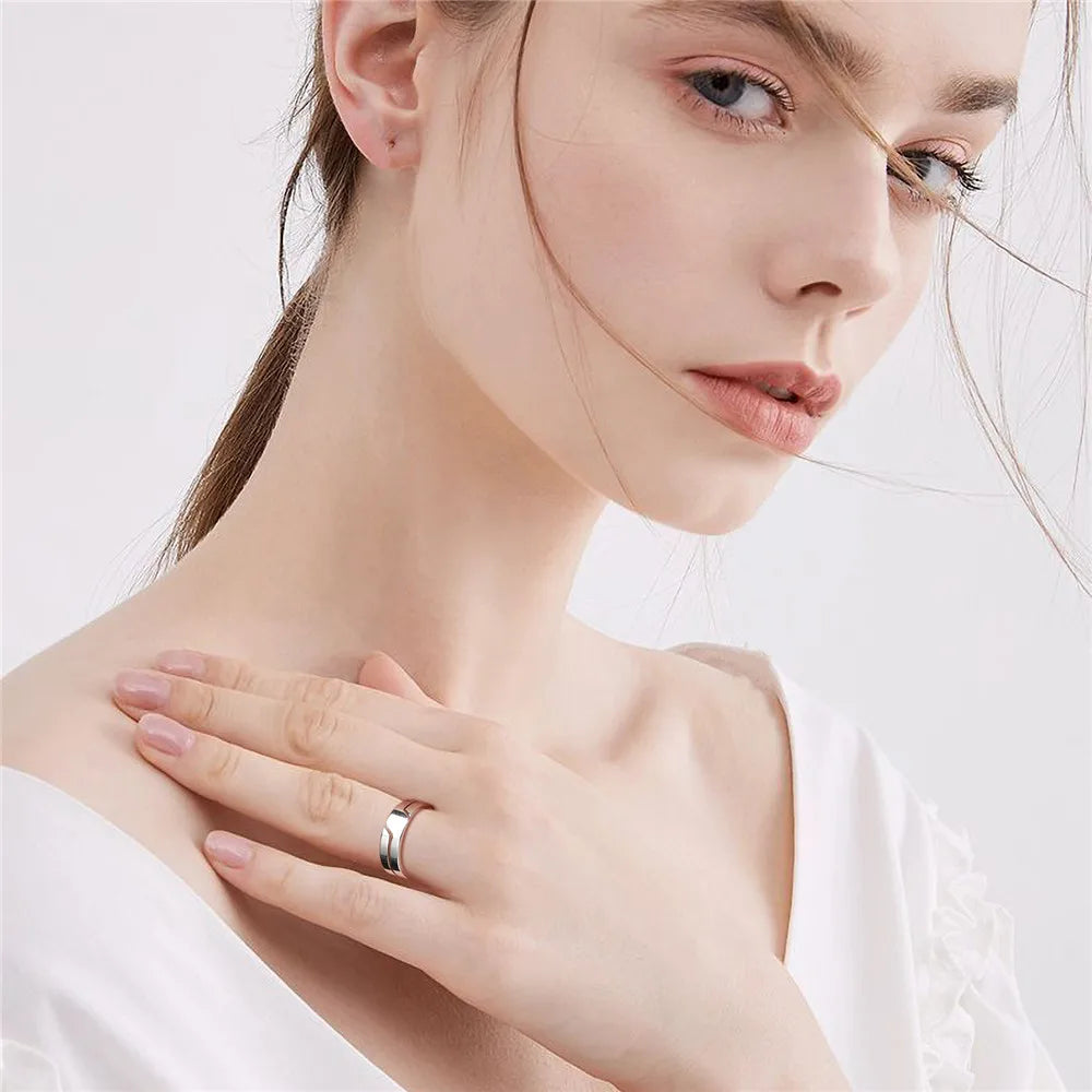 Skyrim Fashion Simple Stainless Steel Couple Ring for Men Women Casual Finger Rings Jewelry Engagement Anniversary Gift 2025 New - Live Store 4U
