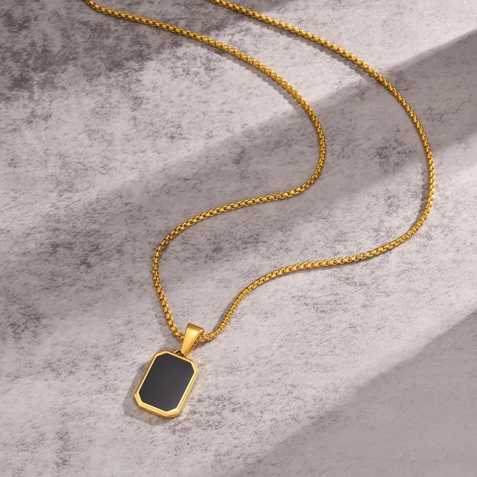 Vnox Small Dogtags Pendant Necklaces for Men Boys,Black Silver Color Stainless Steel Military Dog Tag with Box Chain Gift to Him