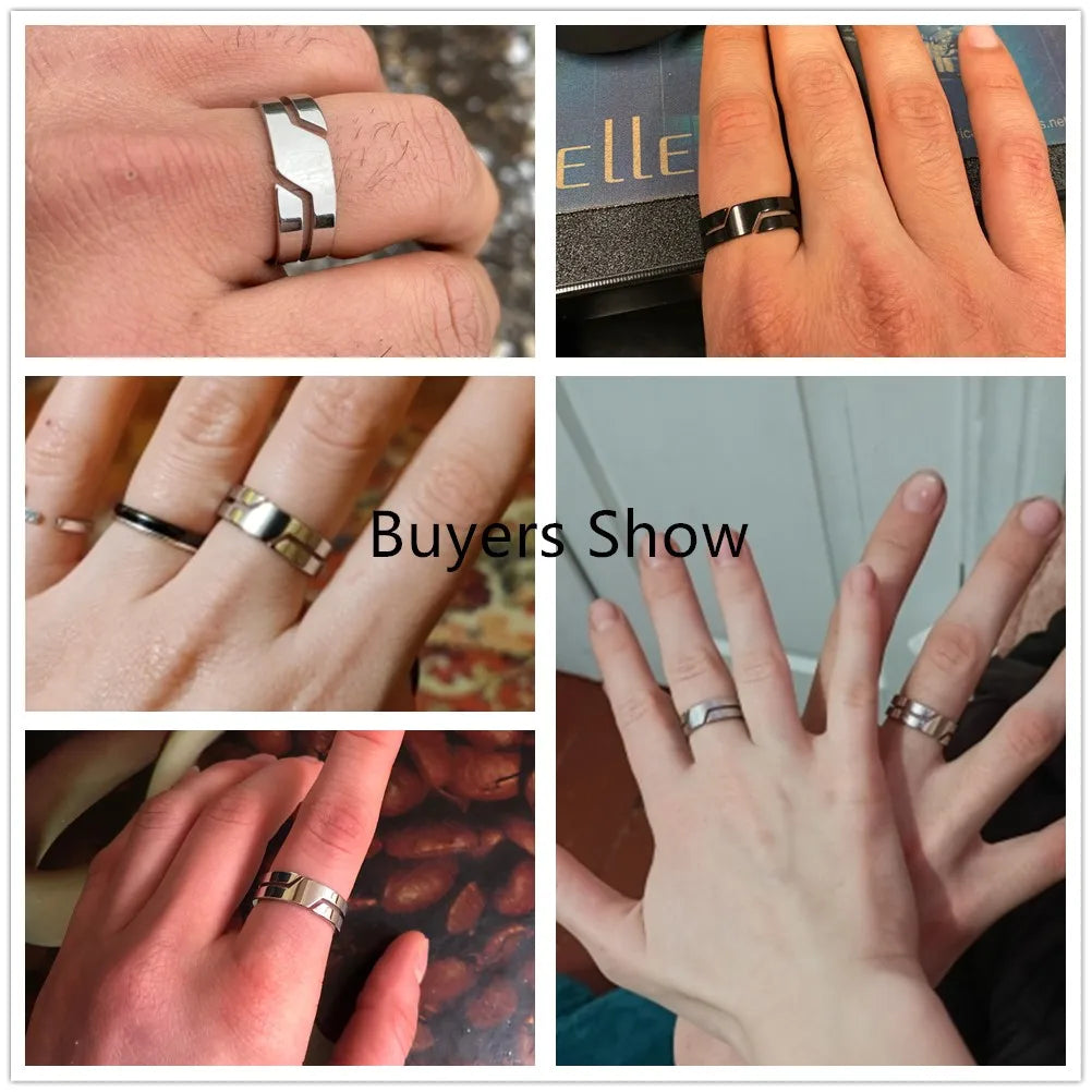 Skyrim Fashion Simple Stainless Steel Couple Ring for Men Women Casual Finger Rings Jewelry Engagement Anniversary Gift 2025 New - Live Store 4U