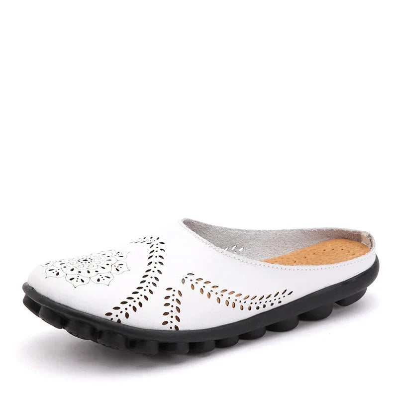 2023 Summer Shoes Woman Genuine Leather Women Flats Hollow Women's Loafers Female Solid Shoe Size 35-44 Sneakers Shoes