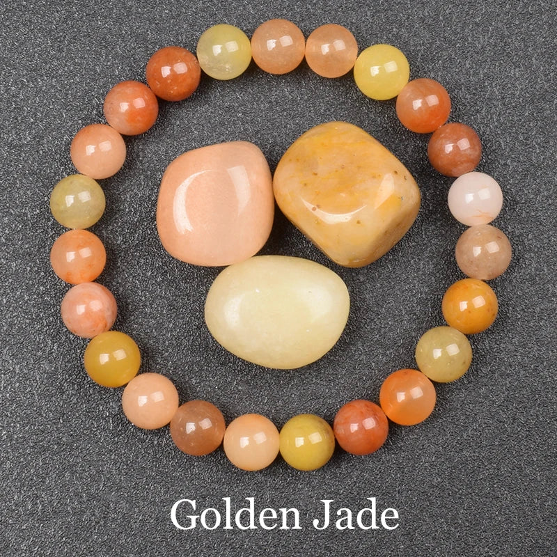 Natural Golden Obsidian Stone Beads Bracelet Men Women Golden Light Rainbow Obsidian Raw Stone Round Bead Natural Energy Jewelry - Live Store 4U