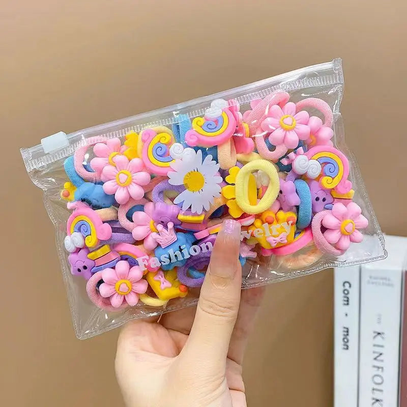 10/20Pcs/Set Cute Cartoon Rubber Elastic Hair Bands Girls Not Hurt Hair Small Scrunchie Kids Sweet Hair Ties Hair Accessories