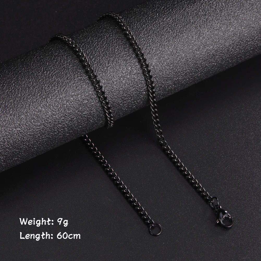 Skyrim Fashion 60cm Long Box Chain Necklace Men Stainless Steel Black Gold Color Link Chains Basic Punk Jewelry Wholesale - Live Store 4U