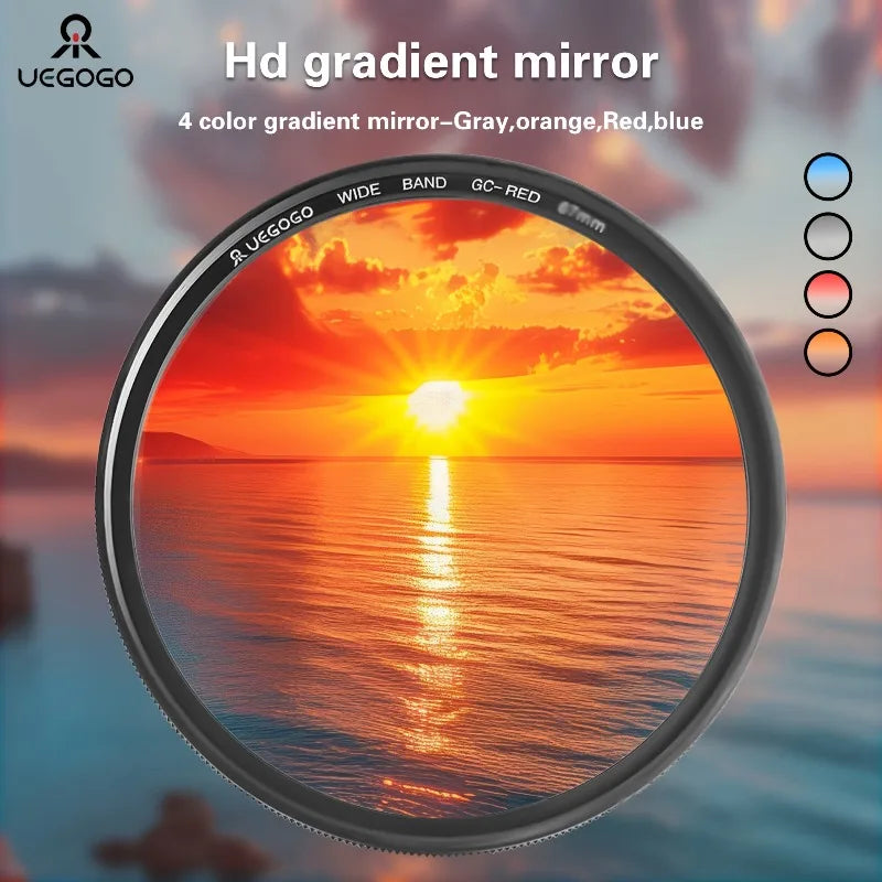 UEGOGO Lens Filter Waterproof Gradual Color Lens Filter Graduated Gray for Canon Sony Camera Lens 52 55 58 62 67 72 77 82mm Size