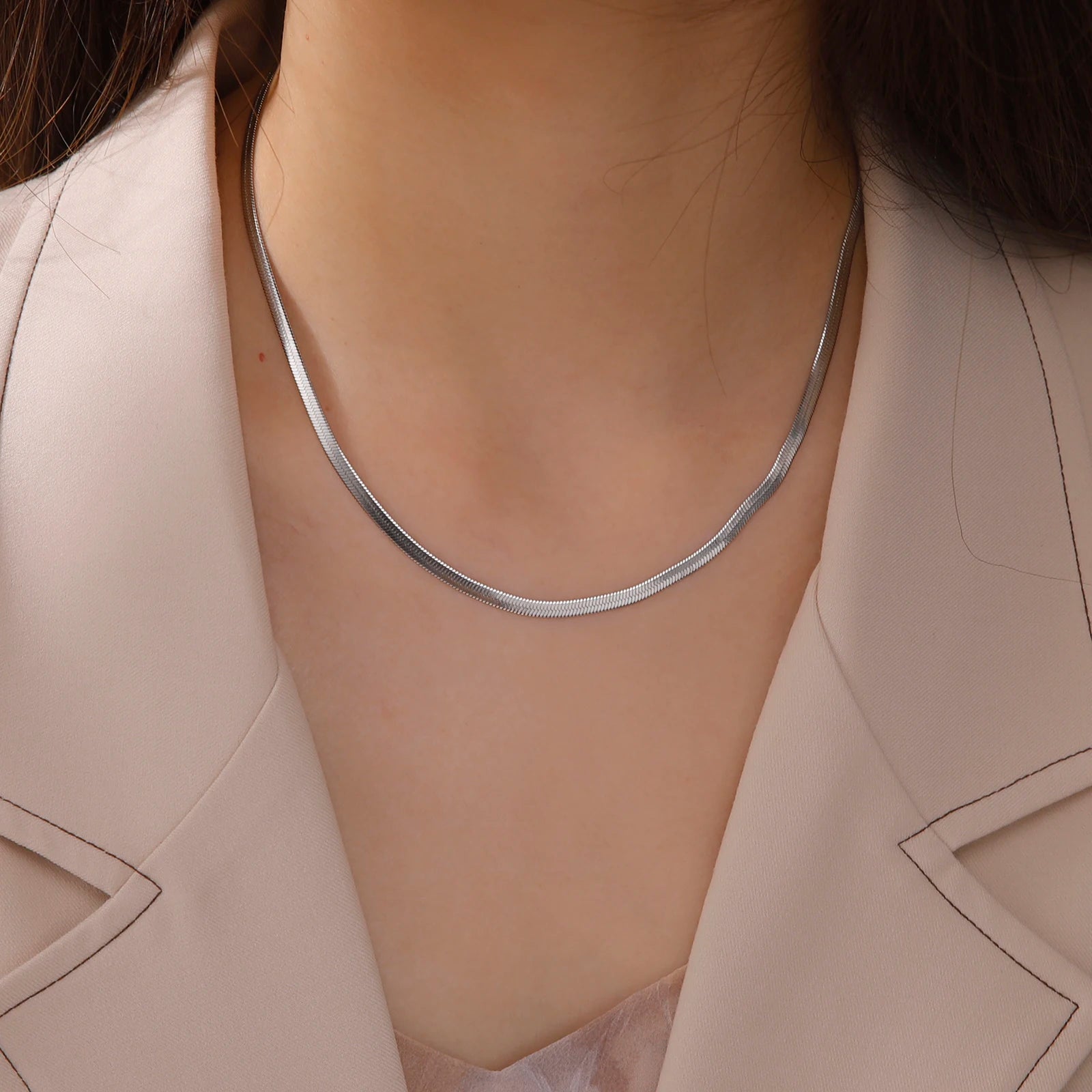 Skyrim Stainless Steel Snake Chain Necklace for Women Men Gold Color Herringbone Choker Neck Chains 2025 Trend Jewelry Gift Hot - Live Store 4U