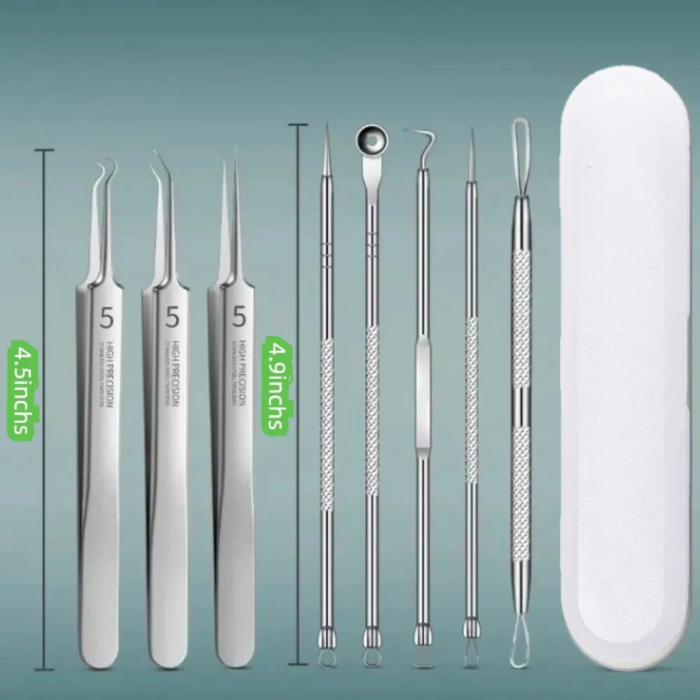 1/8Pcs PcCell Pimples Blackhead Remover Clip Ultra-fine Tweezers Black Dots Blackhead Extractor Acne Needle Facial Cleaner Skin