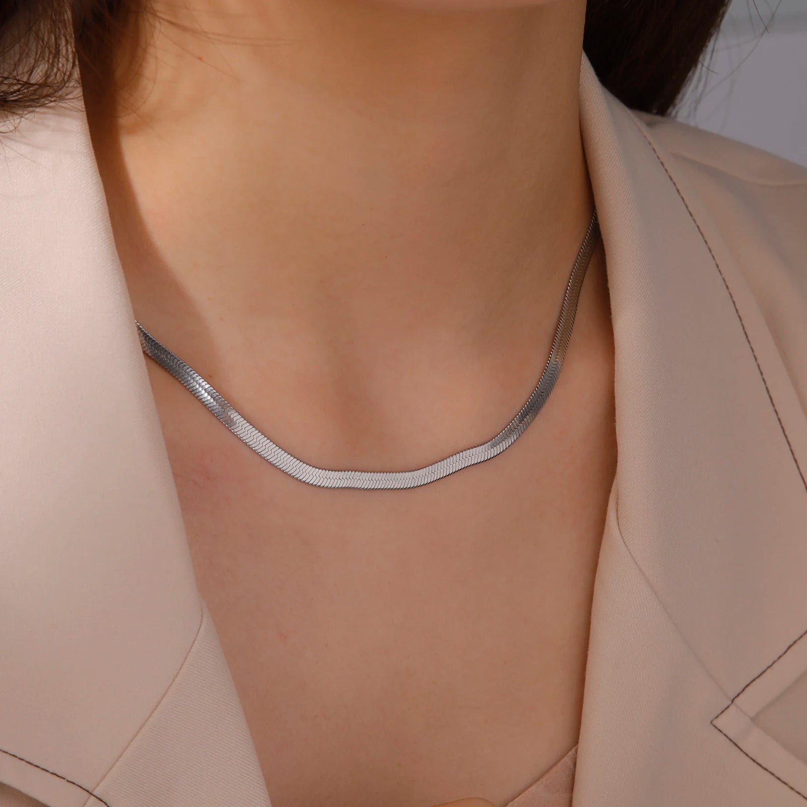 Skyrim Stainless Steel Snake Chain Necklace for Women Men Gold Color Herringbone Choker Neck Chains 2025 Trend Jewelry Gift Hot - Live Store 4U