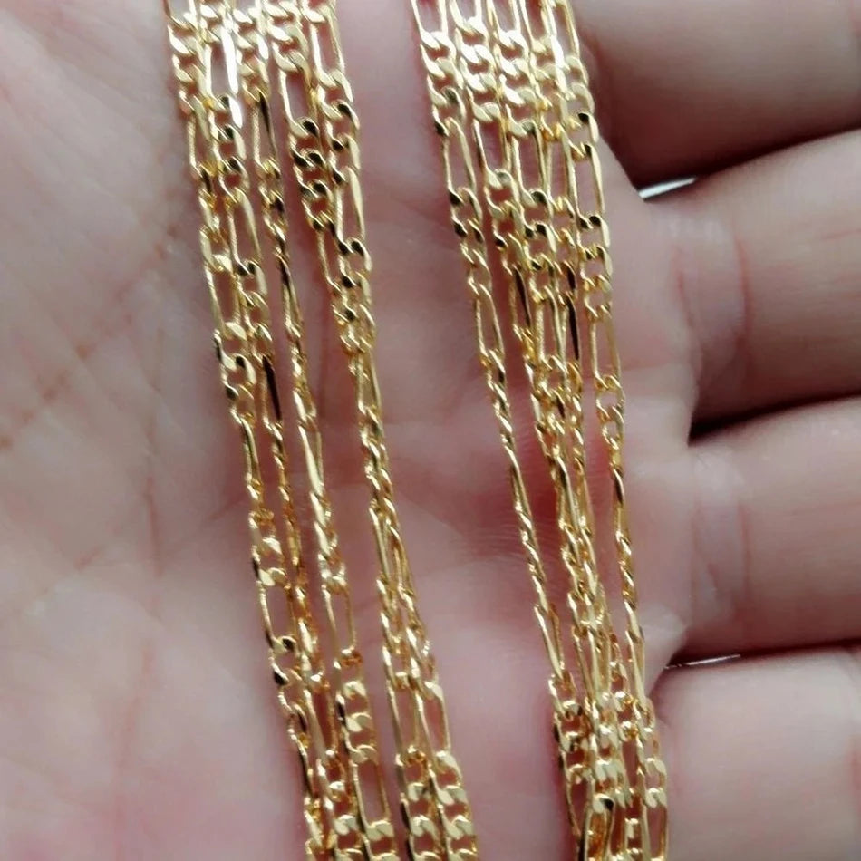 Exquisite Fashion 18K Gold Filled Necklace For Women Men Size 16-30 Inch Jewelry 4mm Figaro Chain Necklaces Wholesale - Live Store 4U