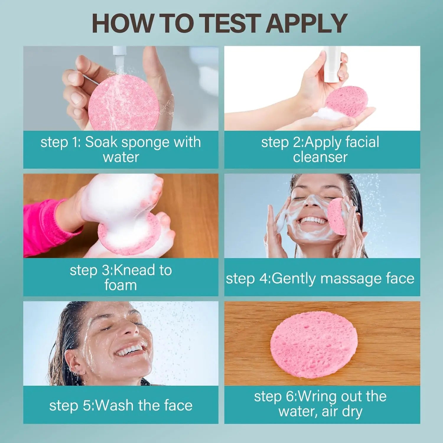 50PCS Face Cleaning Sponge Pad for Exfoliator Mask Facial SPA Massage Makeup Removal Thicker Compress Natural Cellulose Reusable