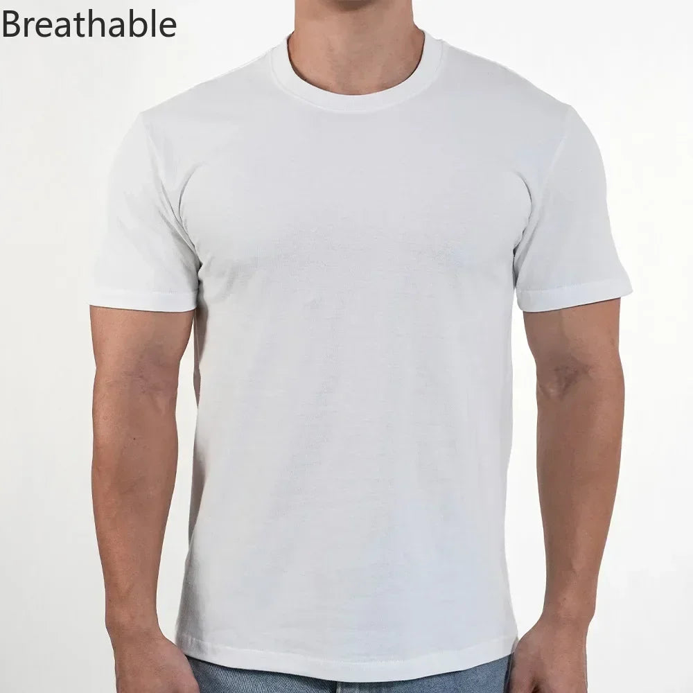 Men T shirts Polyester Thin Short-sleeve Tee Fitness Muscle Joggers Bodybuilding Quick Dry tshirt Male Gym Clothes Oversize tops - Live Store 4U