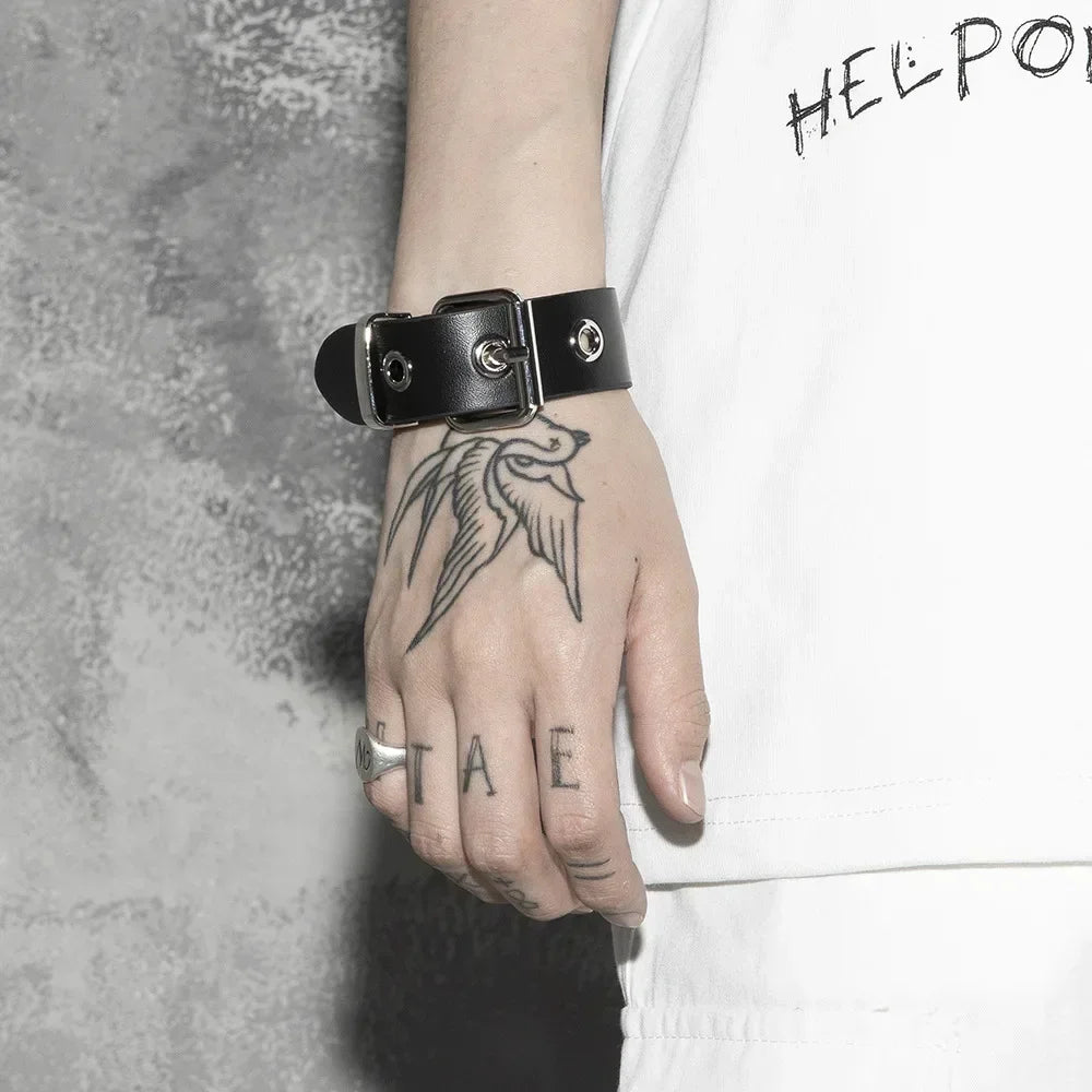 Punk Hip Hop Rock PU Leather Bracelet Unisex Trendy Chain Skull Pentagram Rivet Bracelet Party Jewelry Accessories - Live Store 4U