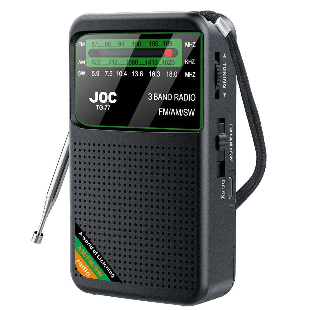 Portable Pocket Radio AM/FM/SW 3-Band Mini Portable Radio For Running Walking,Support Earphone Rechargeable Radio FM Receiver