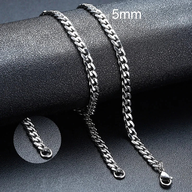 Vnox 3/5/7/9mm Thick Cuban Chain Necklaces for Men Women,Simple Miami Curb Links Collar,Waterproof Stainless Steel Unisex Chain - Live Store 4U