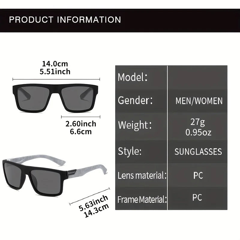 Fashion Vintage Square Polarized Sunglasses Men Women Driving Fishing Luxury Brand Designer Sun Glasses Driver's Eyewear UV400