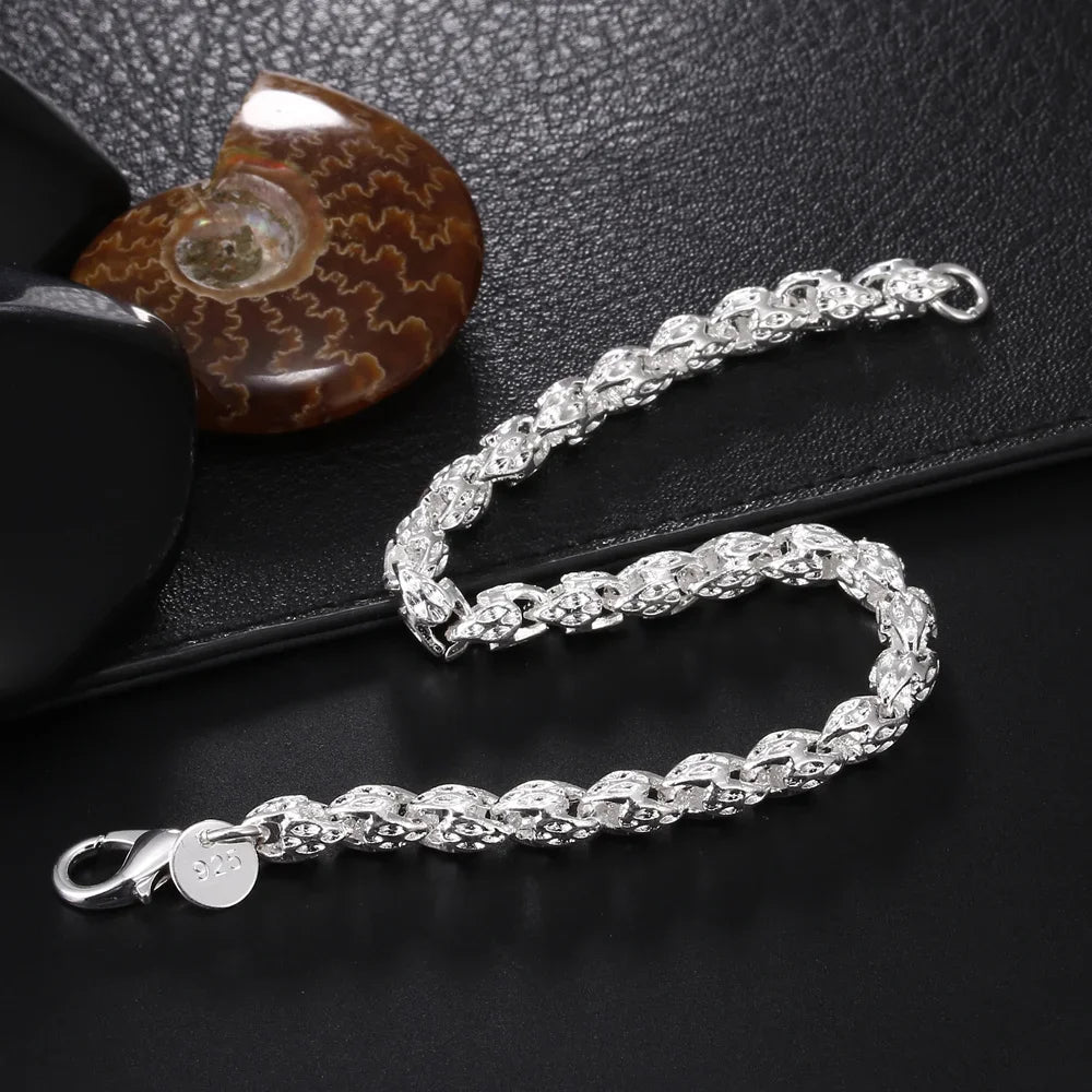 Fine 925 Sterling Silver Noble Nice Chain Solid Bracelet for Women Men Charms Party Gift Wedding Fashion Jewelry Hot Model - Live Store 4U