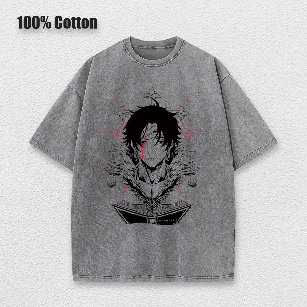 Japanese Anime Hunter X Hunter Print T-shirt Men Washed TShirt Hip Hop Streetwear TShirt Summer Harajuku Acid Cotton Tee Unisex - Live Store 4U
