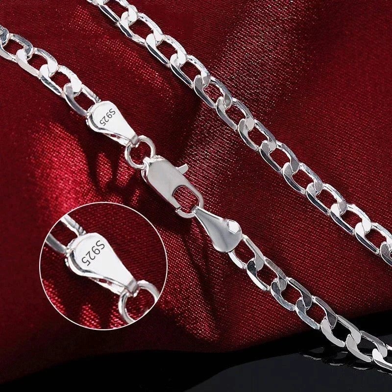 Wholesale Men's 925 Sterling Silver Necklace 2/4/6/8/10/12MM 40-75cm Chain Lobster Clasp Man Boy Women Engagement Jewelry - Live Store 4U
