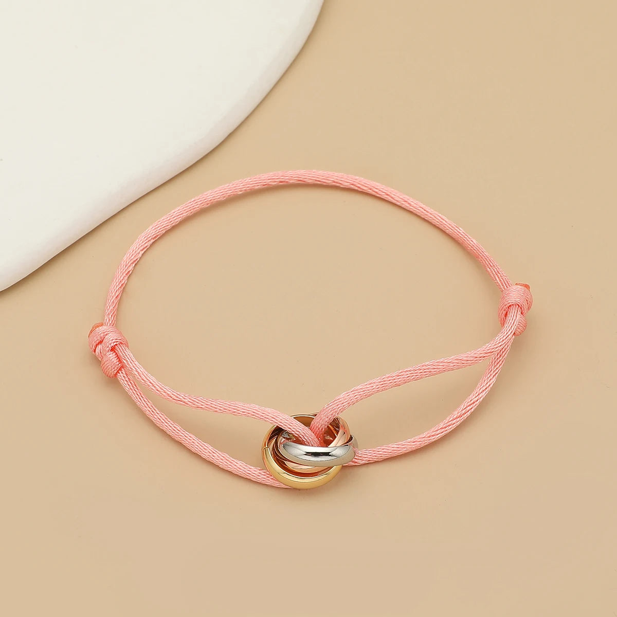 Simple Fashion Unisex Bracelet 3 Metal Round Circle Accessory Adjustable Men's Rope Bracelet for Women Jewelry Gifts - Live Store 4U