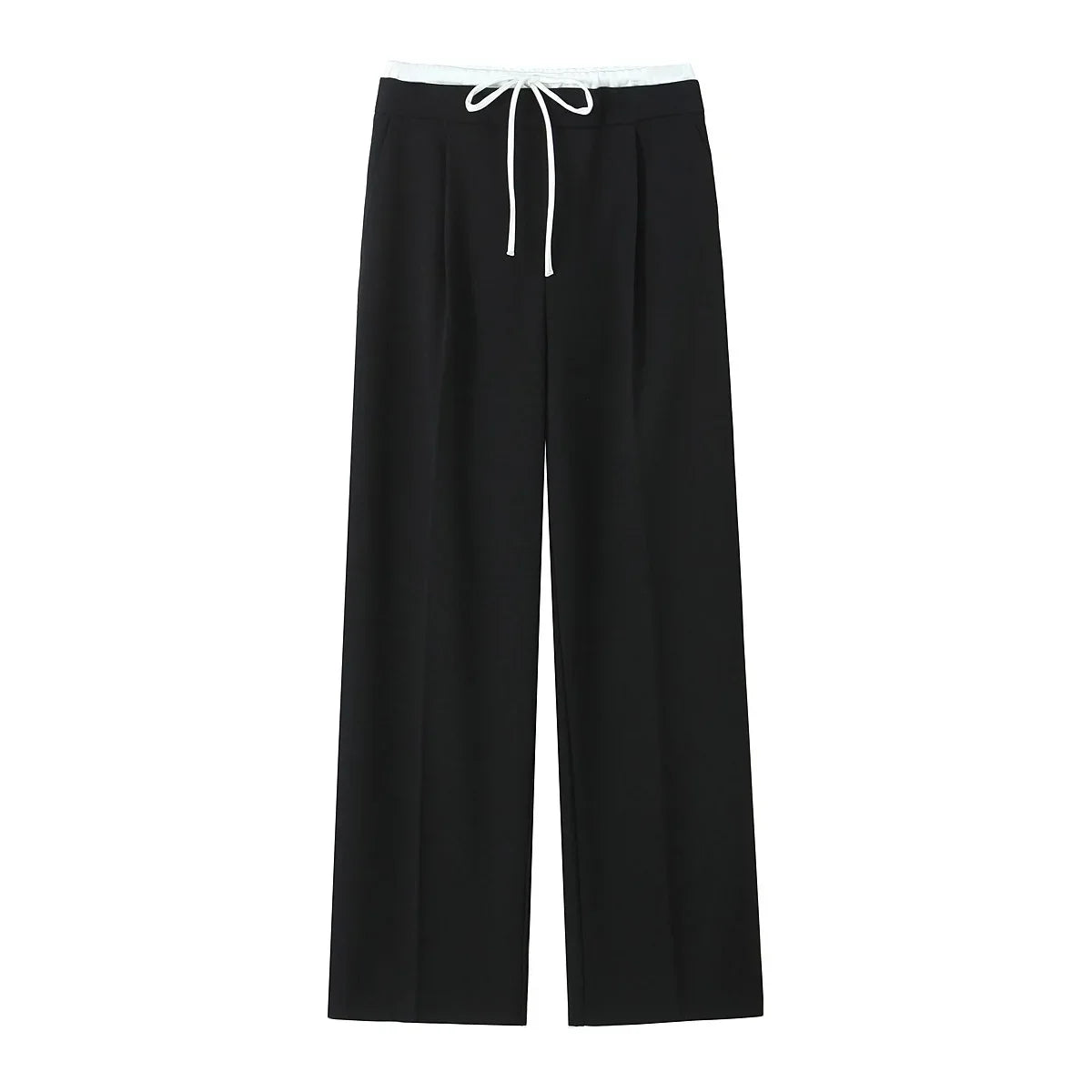 Willshela Women Fashion Solid Lace Up Side Zipper Straight Pants Vintage High Elastic Waist Female Chic Lady Trousers - Live Store 4U