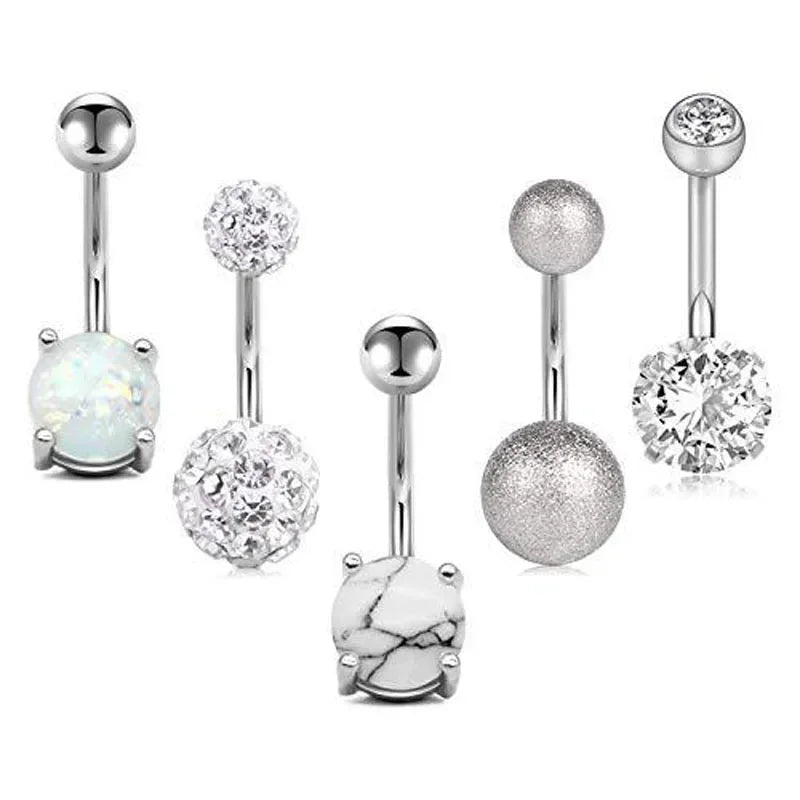 1pc 14G Belly Button Rings Navel Nombril Piercing Stainless Steel Belly Rings Women CZ Body Piercing Crystal Belly Rings Jewelry