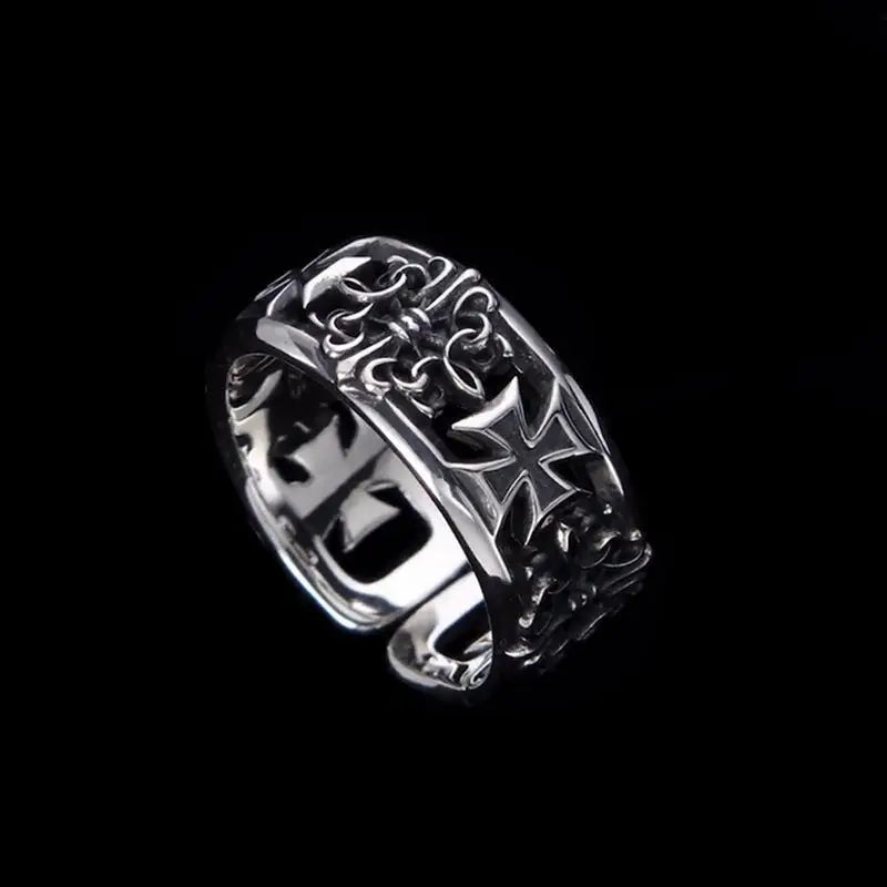New retro cross hip-hop punk style niche opening ring for men - Live Store 4U